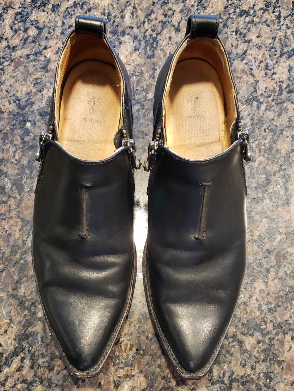Frye Black Pointed-Toe Ankle Booties - Picture 2 of 8